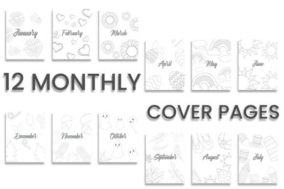 12 Monthly Cover Pages: Graphics for Kdp Interiors