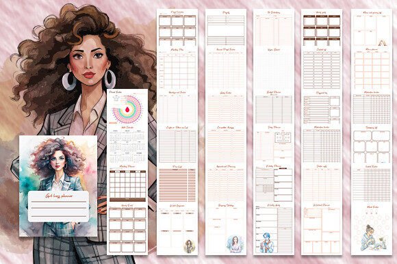 2025 Girl Boss Planner Template: Graphics for Kdp Interiors