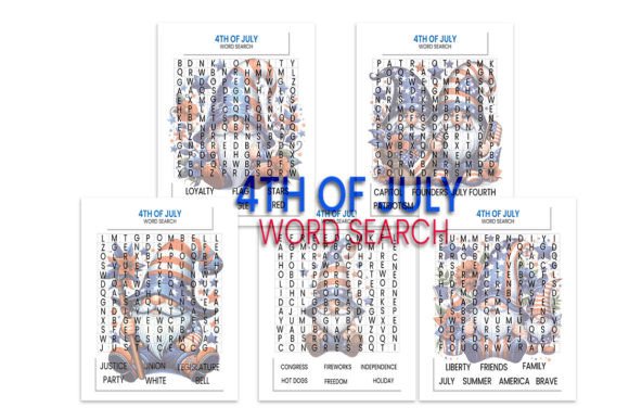 4th of July Word Search Graphics for KDP Interiors