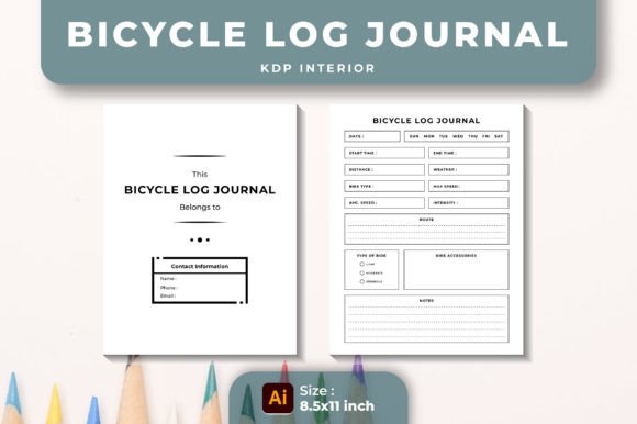Bicycle Log Journal KDP Interior Graphics