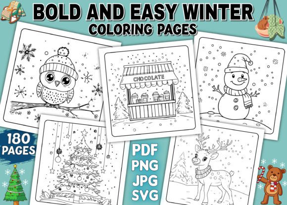 Bold and Easy Winter Coloring Pages: Graphics for KDP Interiors