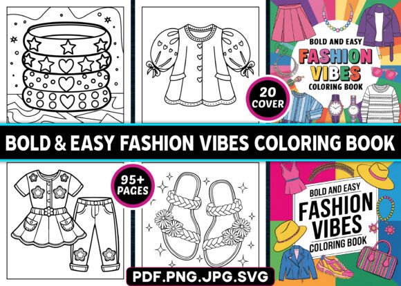Bold Easy Fashion Vibes Coloring Pages: Graphics for KDP Interiors