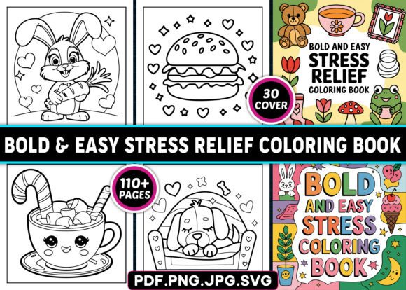 Bold Easy Stress Relief Coloring Pages: Graphics for KDP Interiors