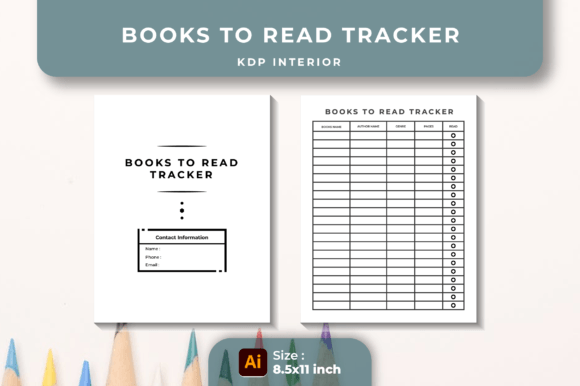 Books to Read List Planner KDP Interior Graphics
