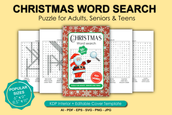 Christmas Word Search Puzzle for Adults: Graphics & KDP Interiors