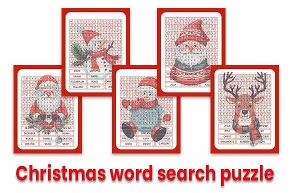 Christmas Word Search Puzzle: Graphics for Kdp Interiors