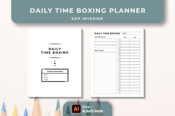 Daily Time Boxing Planner KDP Interior Graphics