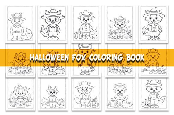 Halloween Fox Coloring Book Graphics for KDP Interiors