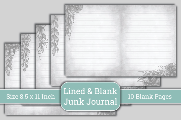 Lined Blank Junk Journal Paper Bundle: Graphics for Kdp Interiors