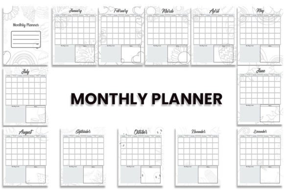 Monthly Planner Graphics for Kdp Interiors