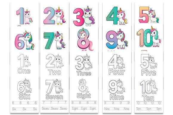 Number Tracing Worksheets 1-10: Graphics for Kdp Interiors