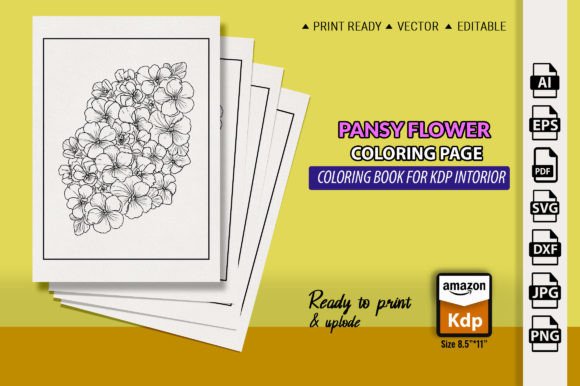 Pansy Flower Bouquet: Pencil Art Graphics for Coloring Pages