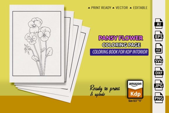 Pansy Flower Line Drawing Coloring Pages Graphics