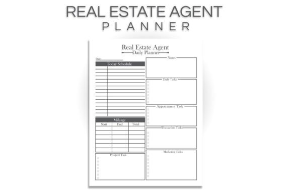 Real Estate Agent Daily Planner Graphics for Kdp Interiors