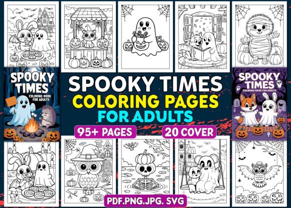 Spooky Times Coloring Book for Adults: Graphics & KDP Interiors