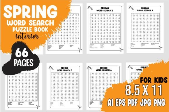 Spring Word Search Workbook for Kids: Graphics & KDP Interiors