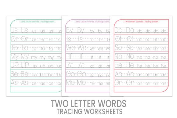 Two-Letter Words Tracing Worksheets: Graphics for KDP Interiors