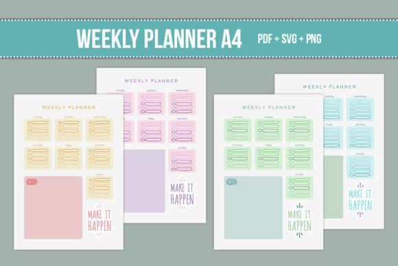 Weekly Planner A4: Graphics for Kdp Interiors
