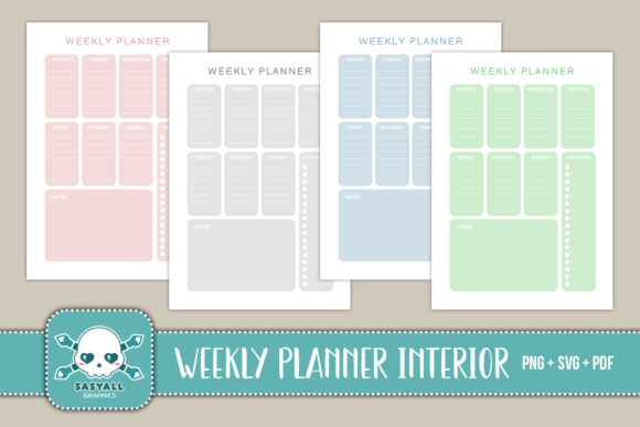 Weekly Planner Interior Graphics for KDP Interiors